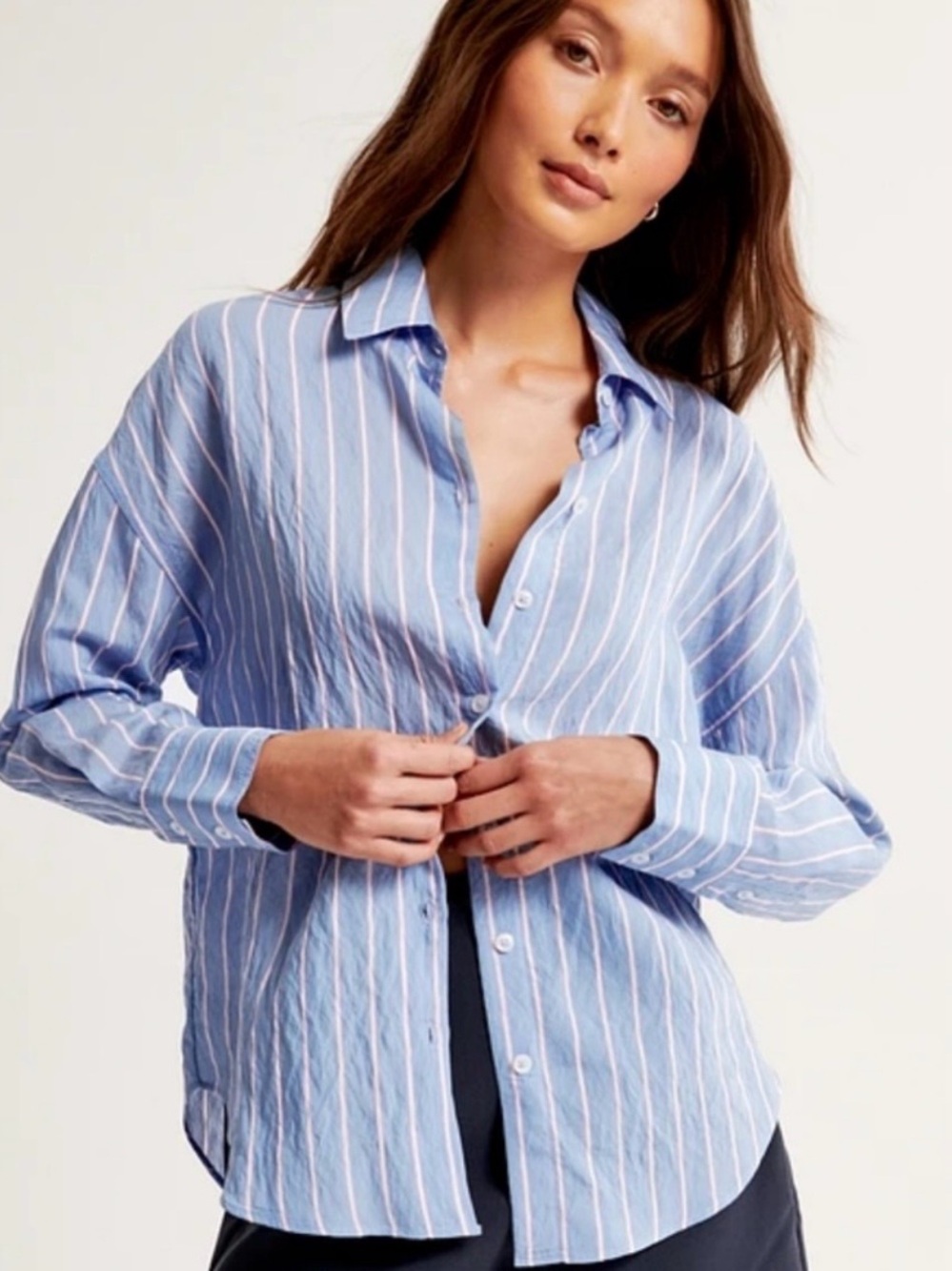 Abercrombie & Fitch Oversized Button Up Shirt Blue & Pink Size Medium